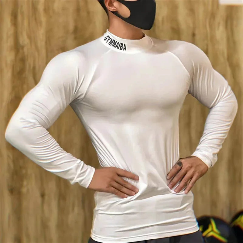 high quality compress Tight sports T-shirt quick drying elasticity long sleeved T-shirt men running fitness tops