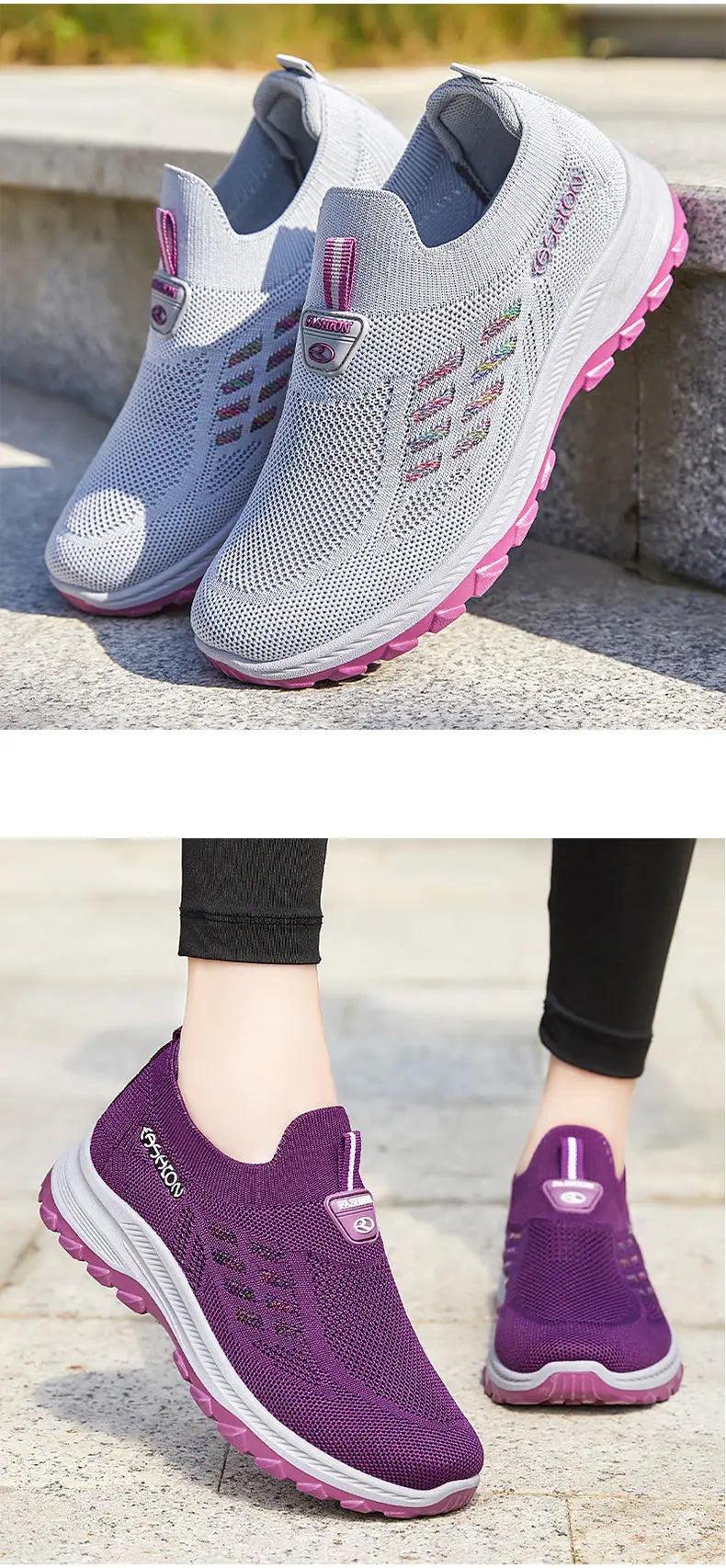 TaoBo Walking Shoes 2023 Summer New Women's Shoes Breathable No Lace Soft Sole Socks Sneakers Comfort Women Sport Shoes Tennis