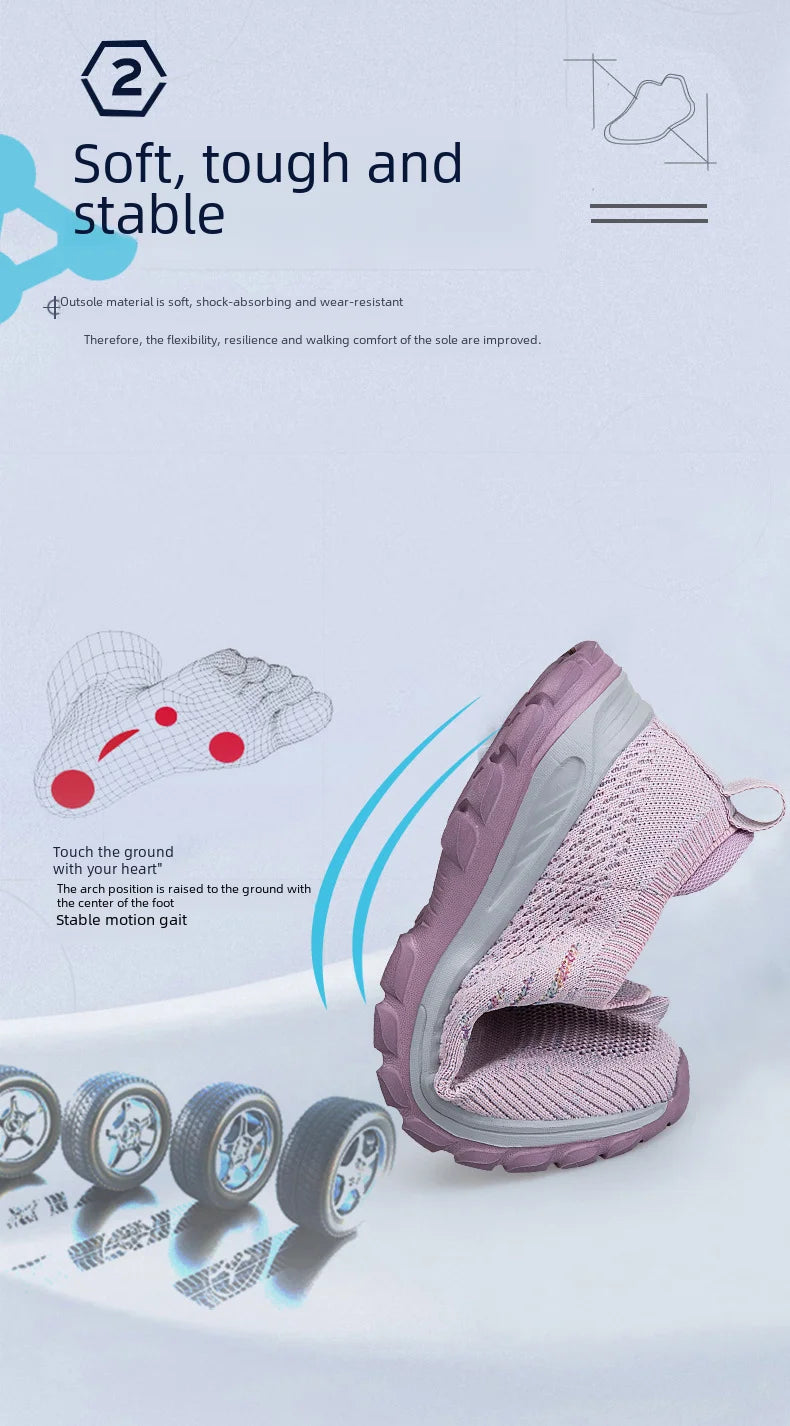 Breathable Mesh Sports Shoes Mom Women Lightweight Running Shoes Suitable Middle-aged Elderly One-foot Dance