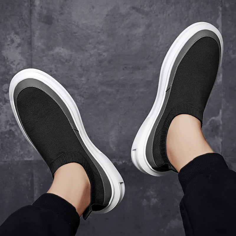 Summer Designer Mens Black Casual Shoes Fashion Slip On Platfrom Sewn Sock Breathable Trending Leisure Zapatos Mixed Color