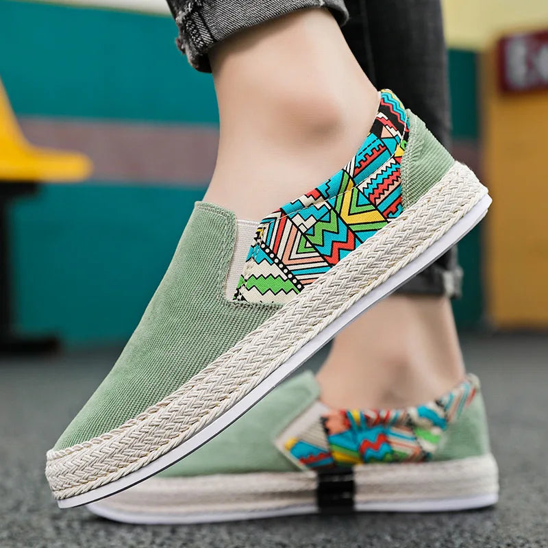 2024 New Trendy Men's Shoes Sneakers Slip-on Casual Cloth Shoes Summer Low-top Corduroy Shoes Fisherman's Shoes Chaussure Homme