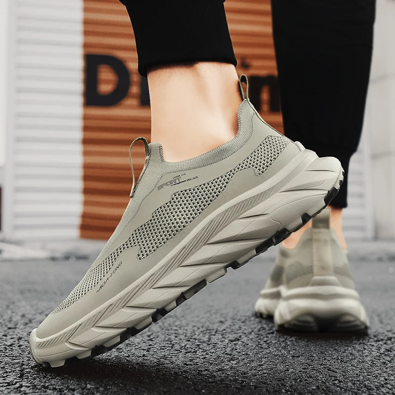 Fashion Men Casual Shoes Breathable Slip on Mesh Walking Running Sneakers Non-slip Flats Lightweight Sport Shoes Driving Loafers