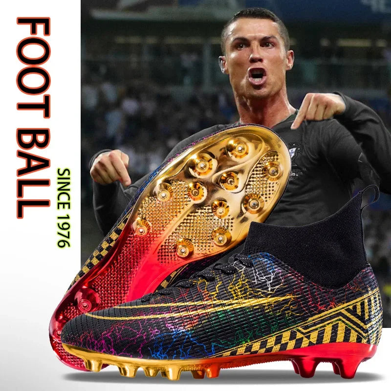 C.Ronaldo Futsal Air/ Soccer Shoes Quality Football Boots Ourdoor Wholesale Football Training Sneaker TFAG Unisex ChuteiraCleats