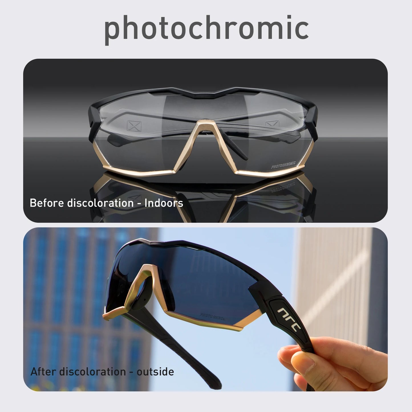 Photochromic Cycling Glasses man Mountain Bike Bicycle Sport Cycling