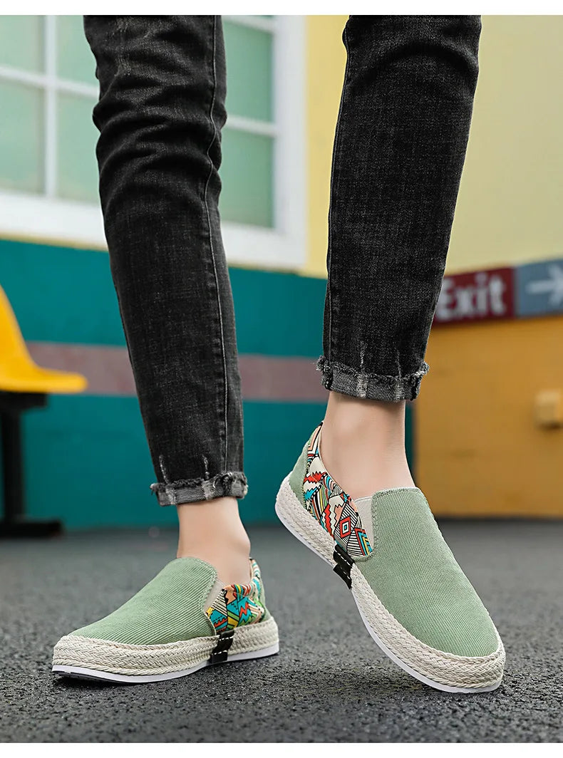 2024 New Trendy Men's Shoes Sneakers Slip-on Casual Cloth Shoes Summer Low-top Corduroy Shoes Fisherman's Shoes Chaussure Homme