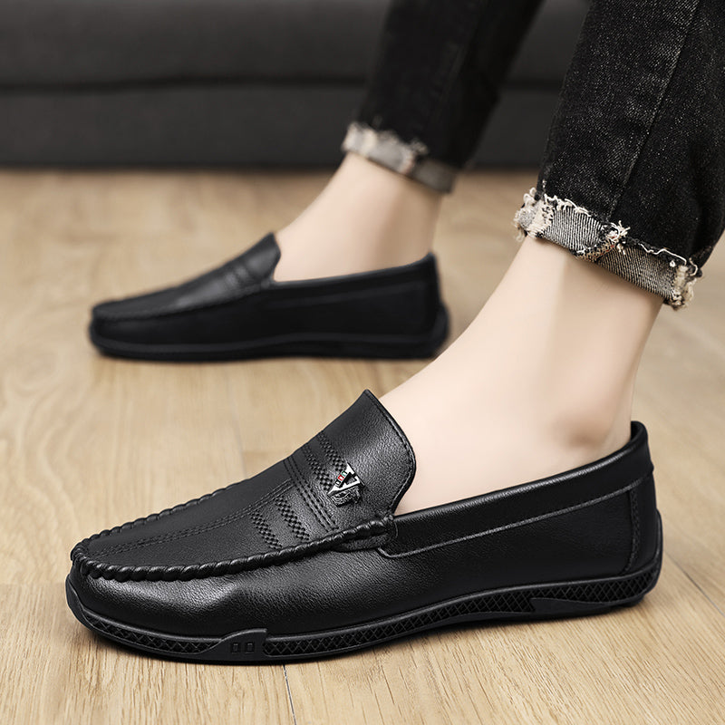 New White Leather Men Casual Shoes Luxury Brand Black Formal Dress Shoes Designer Men Loafers Breathable Slip on Driving Shoes