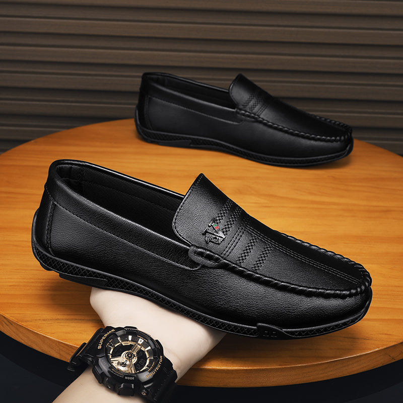 New White Leather Men Casual Shoes Luxury Brand Black Formal Dress Shoes Designer Men Loafers Breathable Slip on Driving Shoes