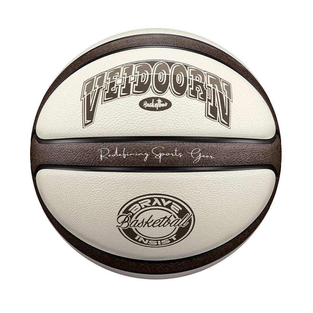 Brown Beige PU Game Basketball Official Size 7 Professional Basketball with 4 Layers Outdoor Durable Ball