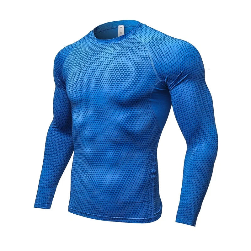 Men's Fitness Running Training Long-Sleeved Shirts Tight Elastic Quick-Drying Clothes Gym T-Shirt Workout Athletic Undershirts