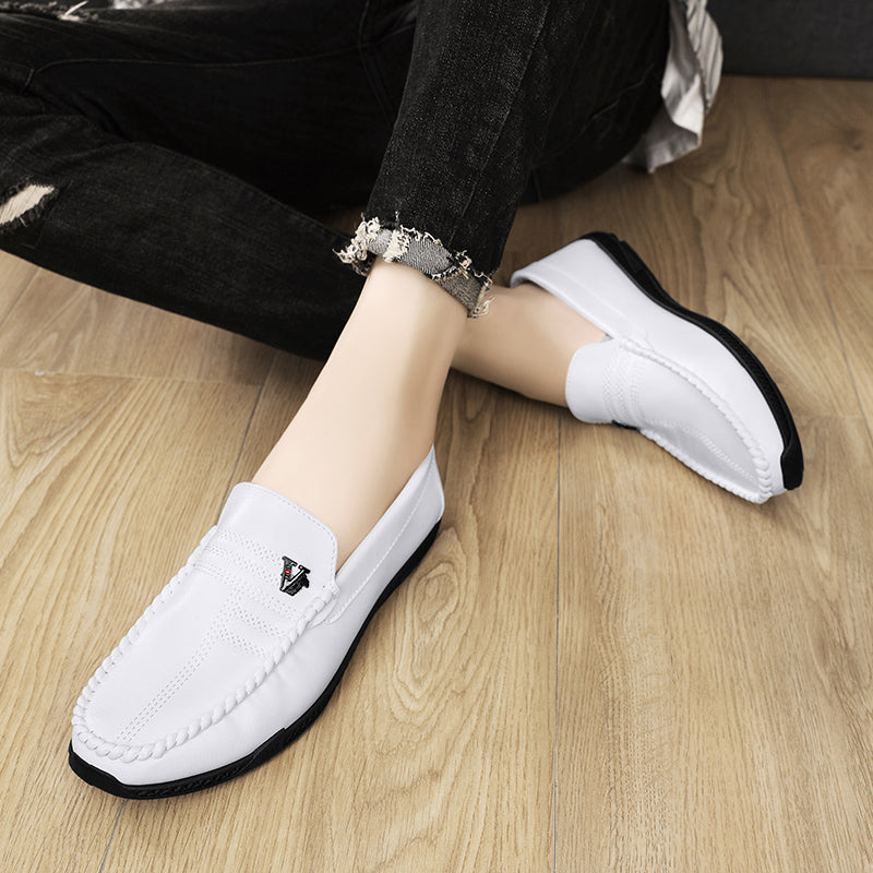 New White Leather Men Casual Shoes Luxury Brand Black Formal Dress Shoes Designer Men Loafers Breathable Slip on Driving Shoes