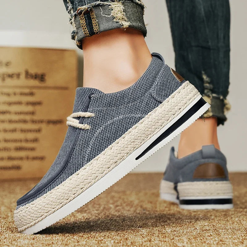 Fashion Woven Cloth Mens Casual Shoes Non-slip Platform Breathable Walking Shoes Mens Running Sneakers Comfortable Sports Shoes