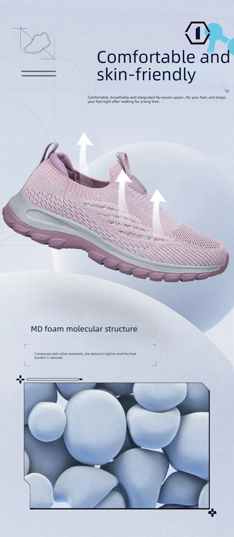 Breathable Mesh Sports Shoes Mom Women Lightweight Running Shoes Suitable Middle-aged Elderly One-foot Dance